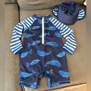 Navy Blue Whale Print Baby Swim Set 12m